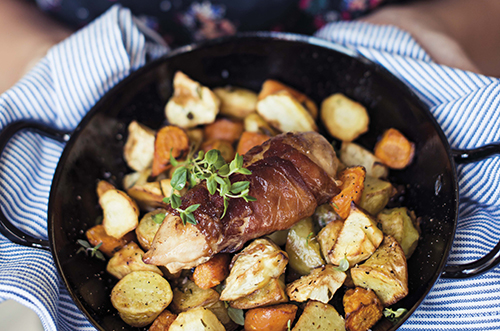 Kyckling balsamico med parmaskinka och rotsaker